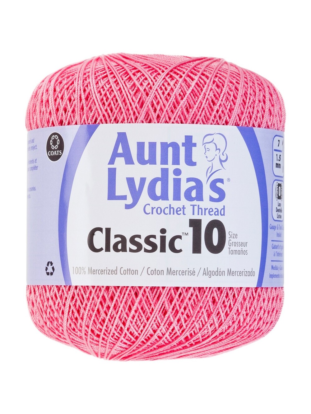 Coats Crochet Aunt Lydia's Classic Crochet Thread Size 10-French Rose 2